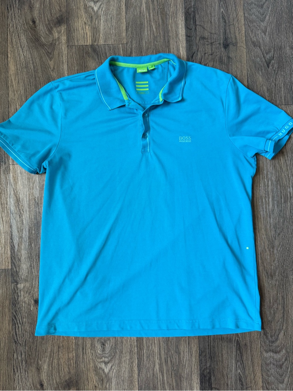BOSS Hugo Boss Turquoise Blue Polo Shirt Men's XXL Short Sleeve Slim Fit